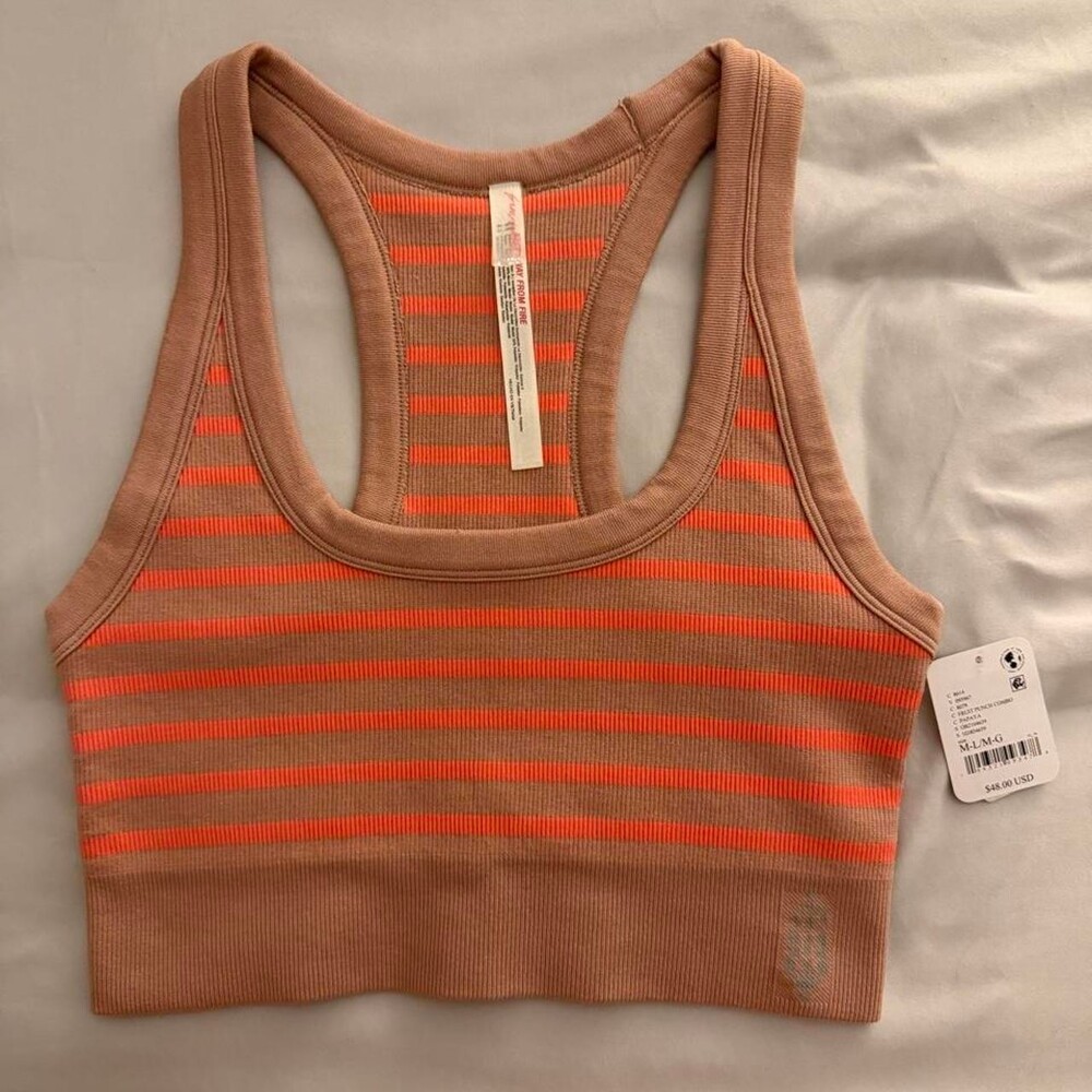 Free People Movement Go To Striped Sports Bra